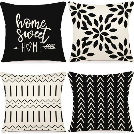 4 pièces housses de coussin décoratives housses de coussin de canapé housses de coussin de canapé décoratives housses de coussin en lin d'extérieur décoration chambre, canapé, chaise, lit, jardin 45 x (1/5)