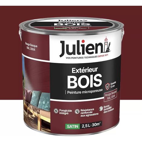 Peinture Extérieur Bois Microporeux Julien Rouge Basque 2,5 L (1/3)