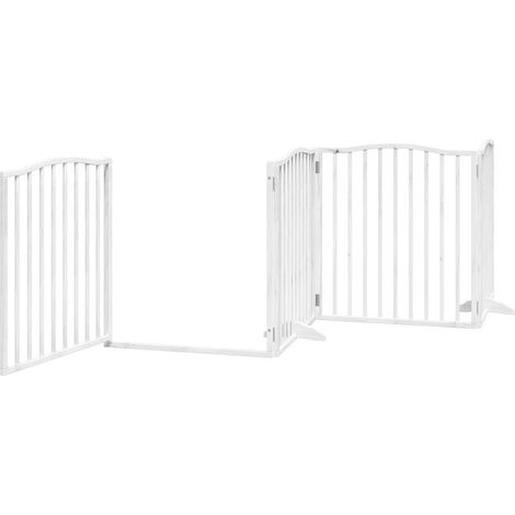 Barrière de sécurité pour chien animaux de compagnie porte pliable 12 panneaux bois de peuplier blanc (1/5)