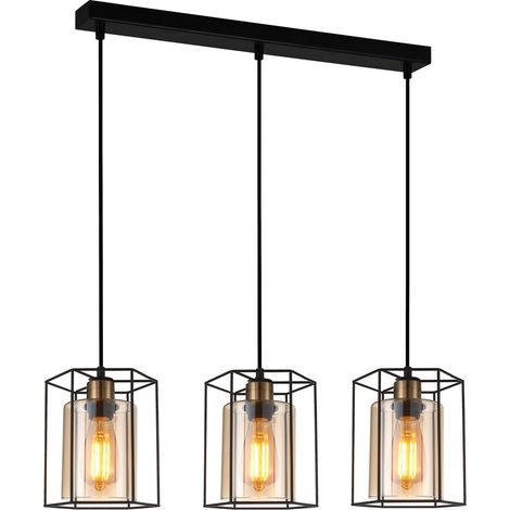 Italux Kalula Lámpara de Techo Colgante de 3 Barras de Luz, Industrial, Retro, E27 (1/2)