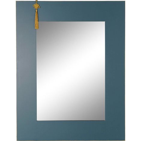Miroir bois Spruce oriental fait main élégance intérieure - Bleu pétrole intense avec nuances de rouge (1/3)