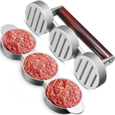 Mini pressa per hamburger con stampo per polpette 3 in 1 in alluminio antiaderente (1/5)