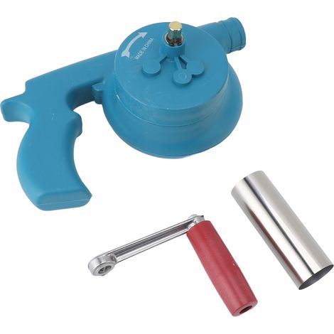 Ventilateur de barbecue à manivelle augmentant la puissance du feu, souffleur d'air portable pour barbecues et camping en plein air, couleur bleue. (1/5)