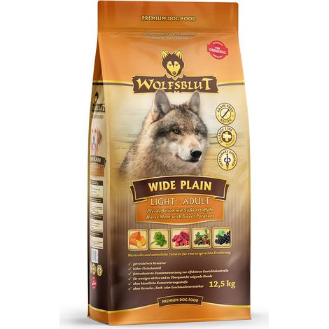 WOLFSBLUT Wide Plain Light Trockenfutter für ausgewachsene Hunde, 12,5 kg