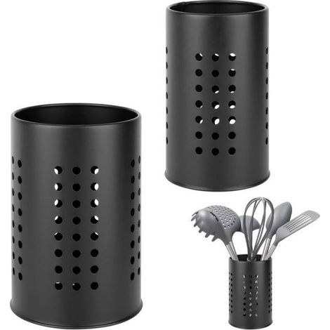 Range-Couverts Acier Inoxydable - 2 Pièces - 18x12 cm et 16,5x10 cm - Organisateur Tiroir Cuisine - Noir (1/5)