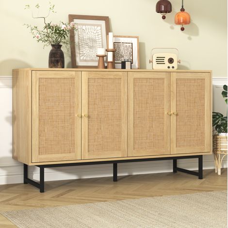 MEUBLIV Sideboard 140 x 39,5 x 80 cm in Holzoptik – 4 Türen, viel Stauraum (1/5)