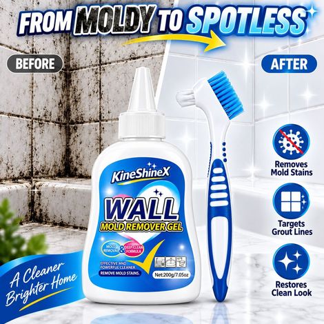 Gel anti-moisissures KineShineX pour le nettoyage des joints de carrelage de salle de bain (1/4)