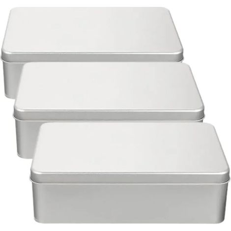 3pcs boîte de boîtes en métal vide avec couvercle,boîtes en acier inoxydable récipient de stockage pour friandises,argent (1/5)