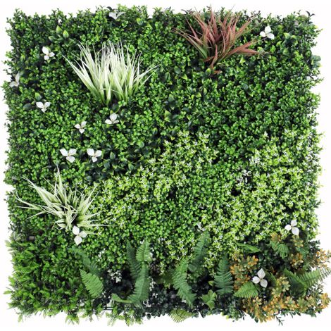 Décoweb – Mur végétal synthétique 1 m² – Prairie – Composition polyéthylène – Résistance au vent 150 km/h – Garantie UV 8 ans intérieur (1/4)