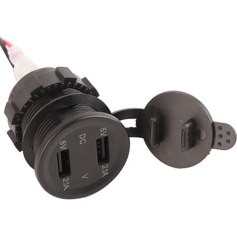 Chargeur USB double pour moto 12V Voltmètre numérique électrique Charge rapide Pièces pour téléphone tablette GPS Rouge (1/5)