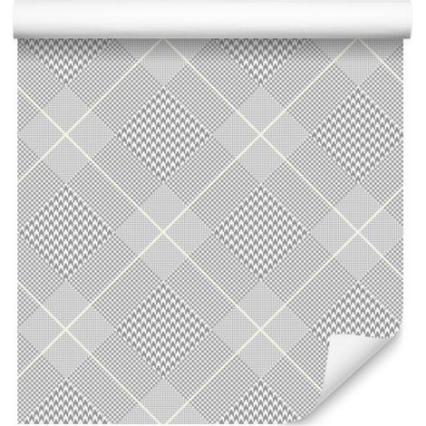 Elegante carta da parati a quadri grigi per soggiorno e camera da letto, 50x1000 cm (1/5)