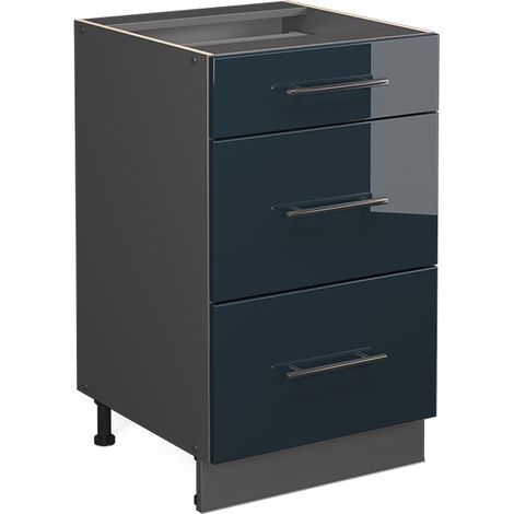 Schubladenschrank Fame-Line, Dunkelblau Hochglanz, 50 cm ohne Arbeitsplatte, Vicco