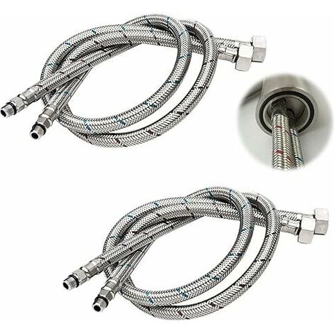 80cm Lang Wasserhahn Verbinder Kompressionsschlauch flexible Wasserleitung G 3/8 DN6 2 Stück (1 Paar)