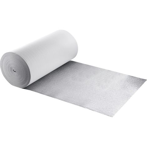 Rouleau d'isolation réfléchissant, noyau EPE 3mm, 76,2m x 1,22m, barrière radiante en aluminium et film PE blanc, protection thermique pour porte de garage, fenêtre, camping-car et toit. (1/5)