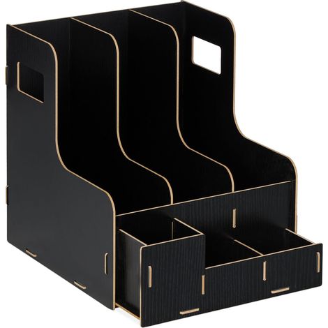 Portadocumenti organizzato polivalente da ufficio 27 x 24 x 31,5 cm con scomparti pratici in MDF nero 130012115