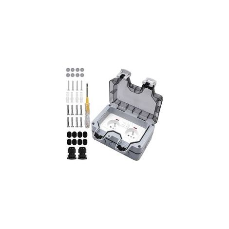 Double Prise Etanche Prise Standard Français Encastrée, Prise Extérieure étanche avec Interrupteur et Témoin Lumineux, AC250V/16A pour Cuisine, Salle de Bain,boite etanche electrique exterieur