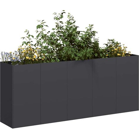 vidaXL Fioriera Nera 200x40x80 cm in Acciaio Laminato a Freddo