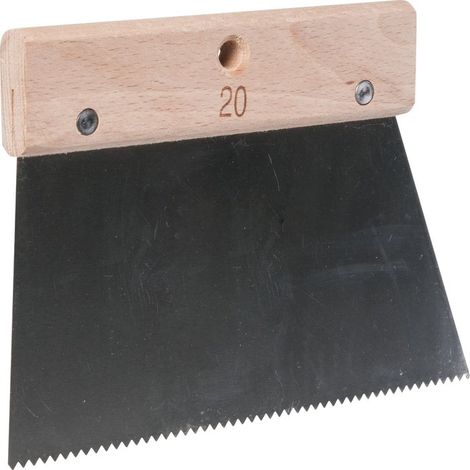 Mob Mondelin – Spatule à colle fine 60mm – Lame acier verni – Dents fines pointues – Monture bois avec trou d'accrochage (1/6)