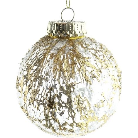 Kaemingk Bruchfeste Weihnachtskugel Transparent Golddekor Ø 8 cm - Kunststoff (1/3)