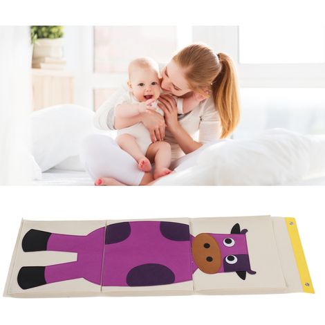 Dreiteilige, wandmontierte Aufbewahrungstasche mit Filztiermotiv, für Kleiderschrank oder Kinderbett, zum Aufhängen über der Tür (Rinder), 100,5 x 34,7 cm (1/5)