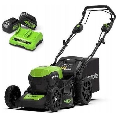 Greenworks Tondeuse à batterie GD24X2LM46SPK4X (Li-Ion 2x24V jusqu'à 480m² 55L bac d... (1/3)