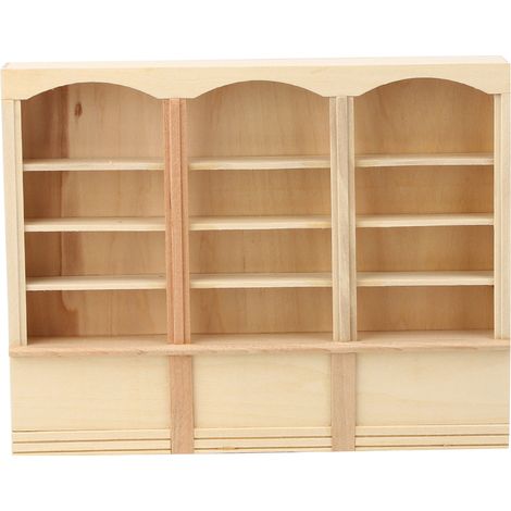 Bibliothèque miniature 1:12 pour maison de poupée, meuble modèle en bois, accessoire jouet décoratif (1/5)
