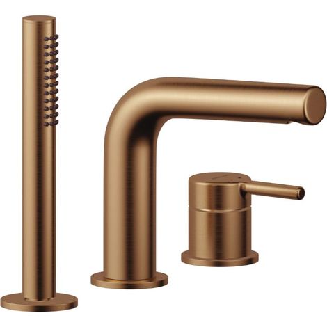 ECOLAM 3 Loch Wannenarmatur PI Kupfer gebürstet Wannenrandarmatur Badewanne Mischbatterie Handbrause (1/5)