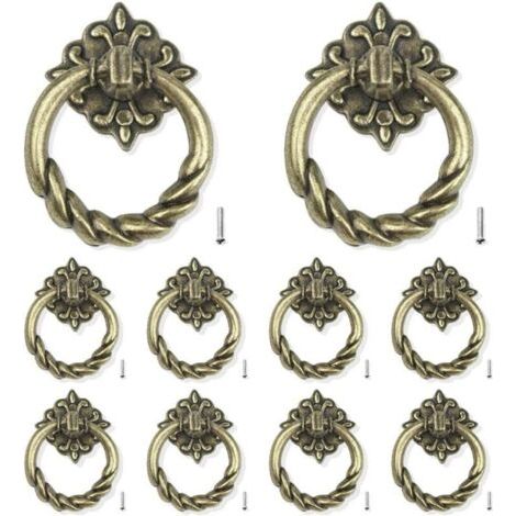 Lot de 10 poignées de porte et tiroir, en bronze, pour meubles de cuisine, portes de tiroirs et armoires, vis de montage arrière