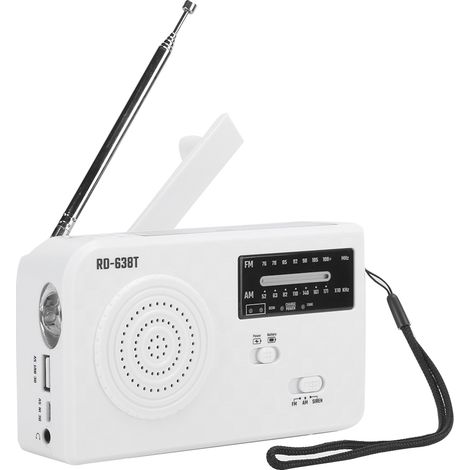 RD638 ABS Solarbetriebenes Notfall-Multifunktionsradio mit Handkurbel und FM/AM-Funktion (Weiß) (1/5)