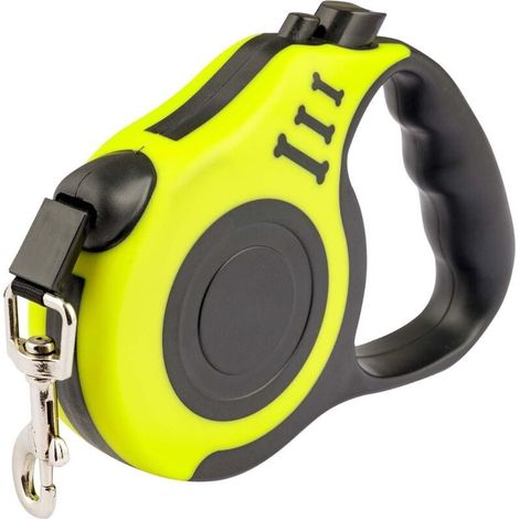 Laisse pour Chien Rétractable 5 mètres avec Poignée Confortable, Laisse Flexible pour Petit, Moyenne, Gros Chiens, Laisse Enrouleur pour la Promenade et Le Dressage, Jaune (1/5)