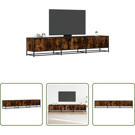 vidaXL Meuble tv avec rangement - Meuble TV chêne fumé 210x35x41 cm bois d'ingénierie (1/5)