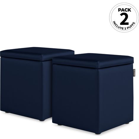 Puff Cubo Arcón Polipiel Marino PACK 2 UNIDADES Marino