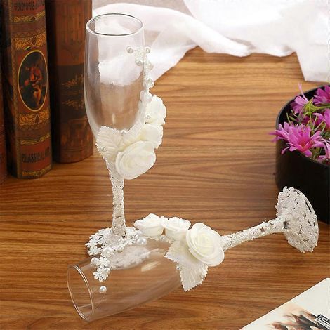 2 Flûtes à Champagne pour Mariage, Cadeau Mariés, Décoration Fête Anniversaire (1/2)
