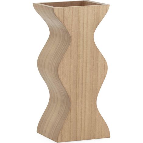 Vase en bois clair à silhouette ondulée - Naturel (1/4)