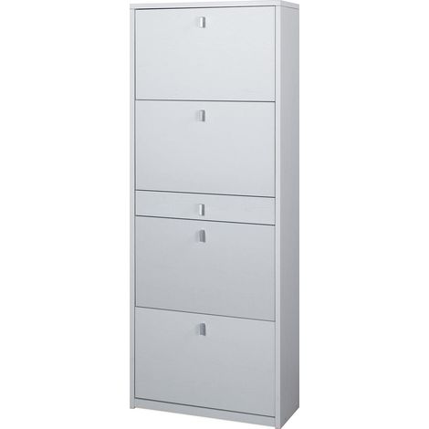 Scarpiera 4 Ante 1 Cassetto 63x164x29 cm Bianco Fiammato (1/2)