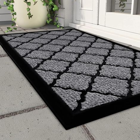 Paillasson d'extérieur très résistant, résistant aux intempéries, pour portes d'entrée, jardin, entrée, terrasse (gris) - 40 x 70 cm (1/5)