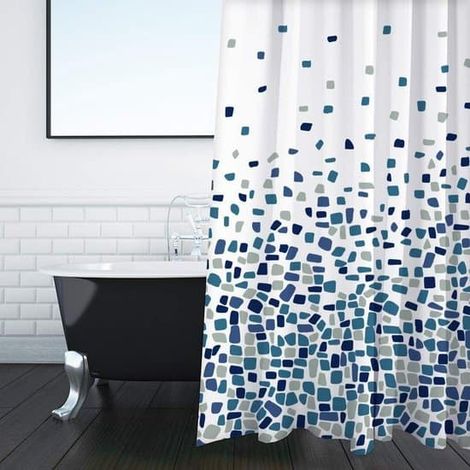 Rideau de douche anti-moisissures - mosaïque bleue 180 x 180 cm Tissu déperlant 100 % polyester (1/5)