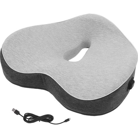 Coussin de chaise chauffant USB, coussin en mousse à mémoire de forme, 3 niveaux de réglages, hanche d'hiver pour la maison, gris (1/5)