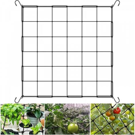 Filet de Culture pour Plantes Grimpantes 60 x 60cm - Treillis Jardin Élastique Noir avec 4 Crochets, Filet de Culture Élastique (1/5)