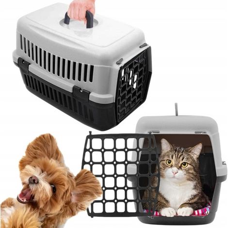 TRANSPORTADOR PARA PERRO, GATO O CONEJO, JAULA, CORRAL, CAJA GRANDE, GRIS SÓLIDO