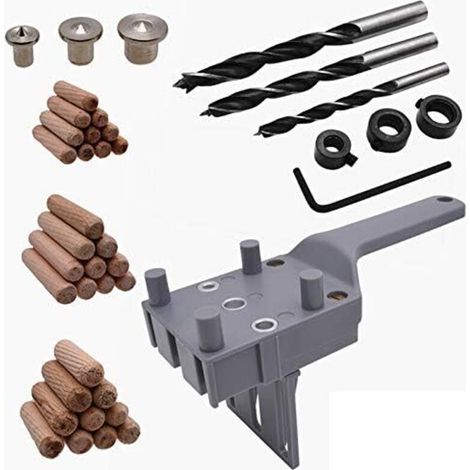 41Pcs Gabarit de Percage Tourillon Guide de Perçage Chevilles Bois avec Butée Parallèle Kit de Gabarit de Goujonnage avec Centreur Tourillon 6 mm/8 mm /10mm pour Goujon en Bois à Main (1/5)