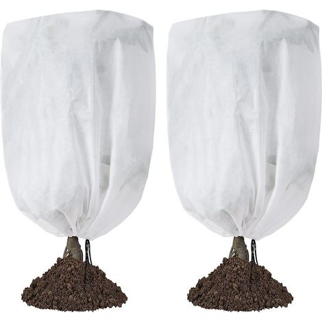 Lot de 2 housses de protection contre le gel pour plantes d'extérieur, 107 x 114 cm, avec cordon de serrage. (1/5)