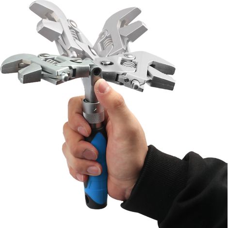 Clé à molette 10 pouces tête flexible rotative 180° multifonction outil de bricolage maison (1/3)