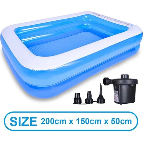 Grande piscine gonflable 2 m / 2,6 m – Piscine familiale pour adultes et enfants, bain extérieur et intérieur, idéale pour fêtes et jeux aquatiques en famille