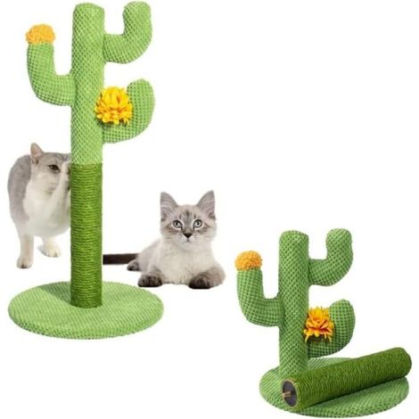 Cactus Griffoir pour Chat, Poteau en Corde de Tissu Résistant Jute Naturel, Grattoir Base Stable pour Chatons et Chats Adultes d'Intérieur 60 x 30 cm (1/5)