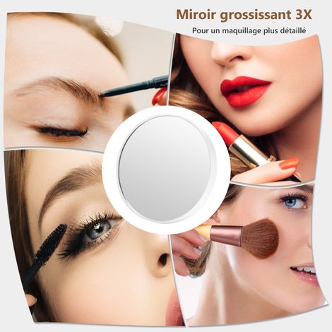 Hollywood Makeup Mirror-18 LED Bulbs Touch Control 3x Magnification Cool/Warm/Neutral White Lighting (1/5)