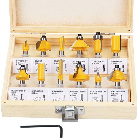 Fraise Pour Defonceuse - Carbure De Tungstene - 12 Pieces - 6 35 Mm A 32 Mm - Compatible Defonceuse Portative Et Cnc (1/5)