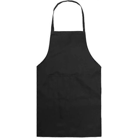 Tablier de chef neutre, durable et confortable, avec poche avant lavable, idéal pour la cuisine, la pâtisserie, la restauration et les loisirs créatifs (noir) (1/5)