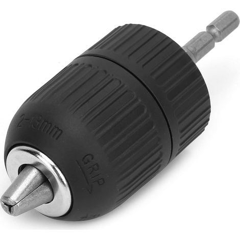 1 Mandrin à queue hexagonale 1/4", 2-13 mm, noir/argent, fixation ferme, pour perceuse électrique (1/5)