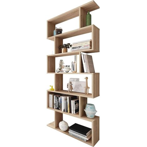 Pack 2 Estanterías Diseño Zig-zag Librerías Alta Y Baja Color Roble Canadian